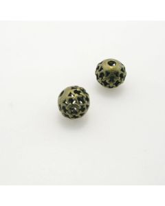 Metalna perla 10 mm, rupa oko 2mm- boja antik bronza , pakovanje 4 komada ( R152AM10 )