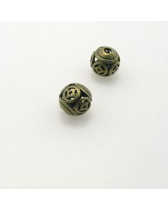 Metalna perla 10 mm, rupa oko 2mm- boja antik bronza , pakovanje 4 komada ( R153AM10 )