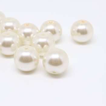 Staklene biserne perle 10 mm, Rupa: 1 mm- boja krem ( 1007006 )