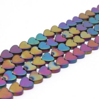 Hematit perle  6x6 mm, boja mat metalik multicolor, Cena je data za 1 niz od oko 39cm, Niz sadrži oko 60 perli ( 2131054 )