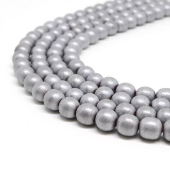 Hematit perle 6 mm, boja mat metalik srebro, Cena je data za 1 niz od oko 39cm, Niz sadrži oko 65 perli ( 2131162 )