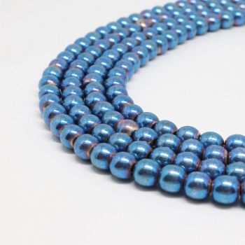 Hematit perle 4 mm, boja metalik svetlo plava, Cena je data za 1 niz od oko 39cm, Niz sadrži oko 98 perli ( 2131173 )