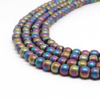 Hematit perle 4 mm, boja mat metalik multicolor, Cena je data za 1 niz od oko 39cm, Niz sadrži oko 98 perli ( 2131181 )