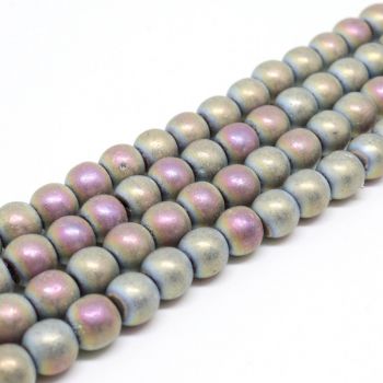 Hematit perle 4 mm, boja mat metalik multicolor light, Cena je data za 1 niz od oko 39cm, Niz sadrži oko 98 perli ( 2131185 )