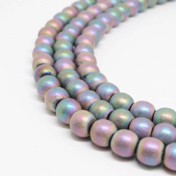Hematit perle 8 mm, boja mat metalik multicolor light 2. Cena je data za 1 niz od oko 39cm, Niz sadrži oko 48 perli ( 2131199 )