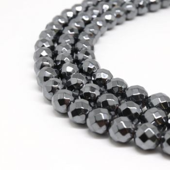 Hematit perle 6 mm faset , boja hematit, Cena je data za 1 niz od oko 39cm, Niz sadrži oko 65 perli ( 2131218 )