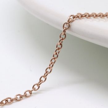 304 Rose Gold Stainless steel lanac  - 2x1  mm  ( 26107 )
