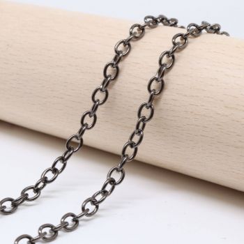 Metalni lanac 4x3 mm, žica 0,8 mm, boja hematit crna ( 501014 )