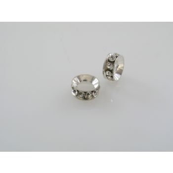 Metalna perla sa cirkonima u Pandora stilu 9x4mm, rupa: 5mm, u boji srebra   ( PANR120S ) 
