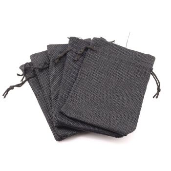 Jutane ukrasne vrećice 12x 9 cm , boja crna   (AMBJUT02)