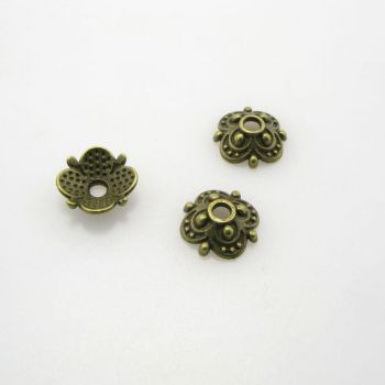 Ukrasna kapica za perle  10x3.5 mm, boja antik bronza   ( KAP126AM )