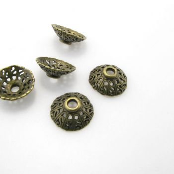 Ukrasna kapica za perle  15x5 mm,, boja antik bronze   ( KAP127AM )