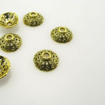 Ukrasna kapica za perle  15x5 mm, boja antik zlatna   ( KAP127AZ )