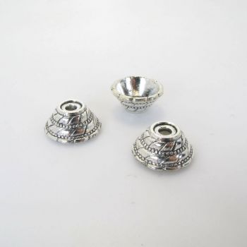 Ukrasna kapica za perle  16x7 mm, boja antik srebro   ( KAP129AS )