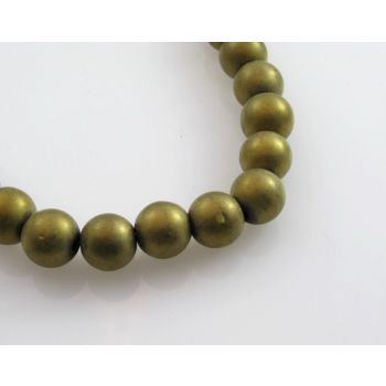 Hematit perle.Electroplate prevlaka, boja Mat Zlatna, Dimenzije 6mm; rupa: 1mm. Niz sadrži oko 70 perli (KP-HEM-15)