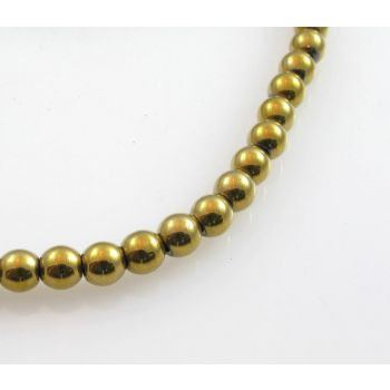 Hematit perle.Electroplate prevlaka, boja Zlata, Dimenzije 8mm; rupa: 1mm. Niz sadrži oko 54 perli (KP-HEM-23)
