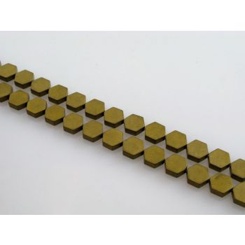 Hematit perle. Electroplate prevlaka, Boja Mat zlatna , Dimenzije 6 x 2 mm,  rupa: 1 mm. Niz sadrži oko 62 perli (KP-HEM-52)