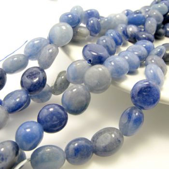Prirodni poludragi kamen PLavi Aventurin, perle nuget polirane, Dimenzjia oko 10x9 mm. Niz sadrži od 38-40 perli ( KPPAVENNUG )