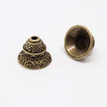 Ukrasna kapica za perle  12x10 mm, boja antik bronza   ( MKOK-KAP106AM )