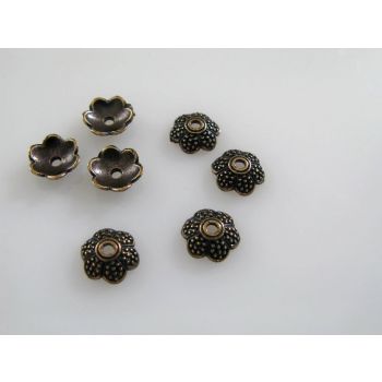 Ukrasna kapica za perle  9x3 mm, boja antik bronze   ( MKOK-KAP124AM )