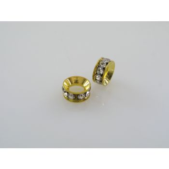 Metalna perla sa cirkonima u Pandora stilu 9x4mm, rupa: 5mm, u boji zlata   ( PANR120Z ) 