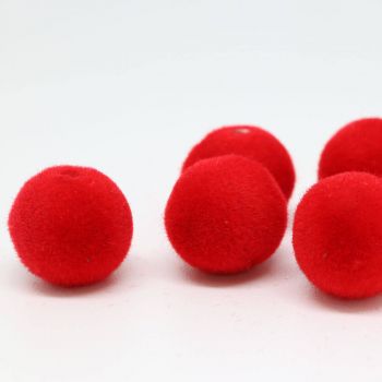 Plišane akrilne perle 12 mm, boja crvena ( plis0112)