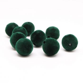 Plišane perle 10 mm, boja smaragdno zelena  ( plis1110)