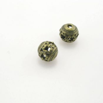 Metalna perla 10 mm, rupa oko 2mm- boja antik bronza , pakovanje 4 komada ( R151AM10 )