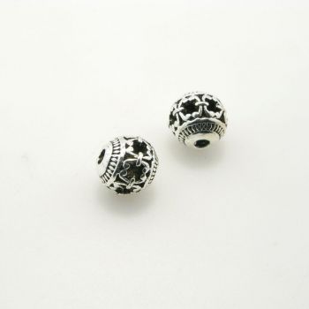 Metalna perla 10 mm, rupa oko 2mm- boja antik srebra , pakovanje 4 komada ( R151AS10 )