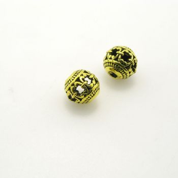 Metalna perla 10 mm, rupa oko 2mm- boja antik zlatna , pakovanje 4 komada ( R151AZ10 )