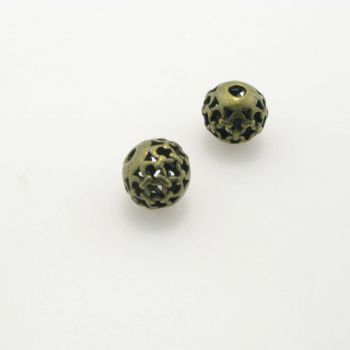 Metalna perla 10 mm, rupa oko 2mm- boja antik bronza , pakovanje 4 komada ( R152AM10 )