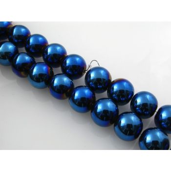 Metalik staklene perle 14mm-metalik plava SP-ELP14-04