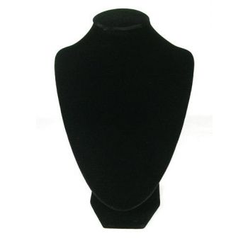 Postolje za izlaganje ogrlica, Kombinacija drveta i kartona. Obloženo finim plišom. Dimenzije 28 cm x 17 cm-boja crna (STAK-OGC)