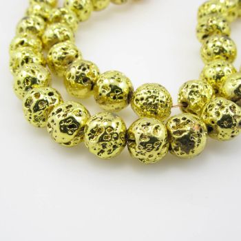 Electroplate Vulkanska lava perle 6 mm, boja zlata  ( 1111001 )