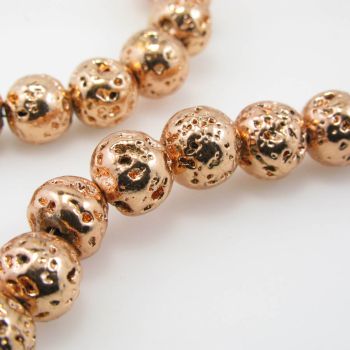 Electroplate 6 mm Vulkanska lava perle, boja rose gold  ( 1111003 ) 