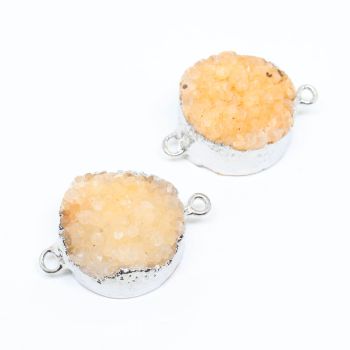 Konektor od poludragog kamena Druzy Ahat sa obodom od mesinga,  30x20x12 mm   ( 11350031 )