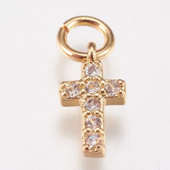 Mesing krstići sa CZ Cirkonima 9x5x1,5mm, alka 2mm- Pozlata 18k  ( E14762G)