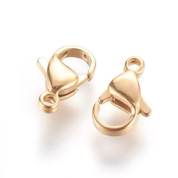 304 Stainless Steel kopča lobster 15 x 9 mm- boja zlata ( 2021003 )