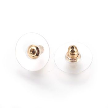 Sigurnosni držač za  Minđuše, plastika i  nerdjajući čelik 304 12x6mm, otvor 0,8mm- boja zlata  ( 2040012 )
