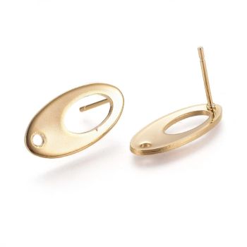 304 Stainless Steel Udica za Minđuše 19x10 mm, rupa 1,5 mm,igla 0,8 mm- boja zlata ( 2040017 )
