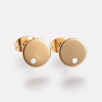 304 Stainless Steel Igle za midjuše  Gold 8x1mm, rupa oko 1,5mm, igla 0,8mm  ( 204003 )