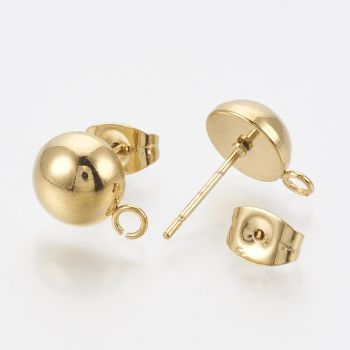304 Stainless Steel Udica za viseće Minđuše  - 9x6mm, alka 1,5mm, igla 0,8mm - boja zlata  ( 204009 )