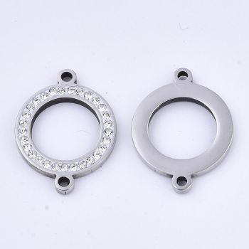 Link 304 Stainless steel sa CZ cirkonima 21x16mm , rupe 1,5 mm( 209120 )