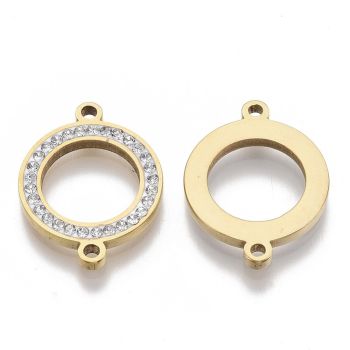Link 304 Stainless steel sa CZ cirkonima 21x16mm , rupe 1,5 mm-boja zlata( 209121 )