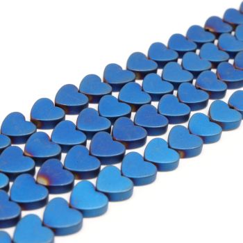 Hematit perle  8x8 mm, boja mat metalik plava, Cena je data za 1 niz od oko 39cm, Niz sadrži oko 48 perli ( 2131035 ) 