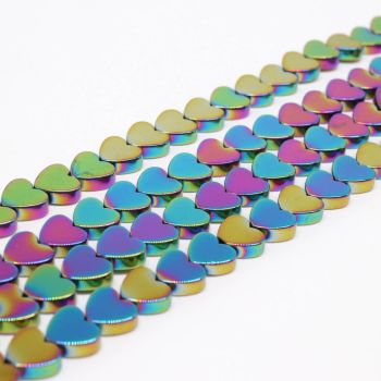 Hematit perle  8x8 mm, boja metalik multicolor, Cena je data za 1 niz od oko 39cm, Niz sadrži oko 48 perli ( 2131051 ) 