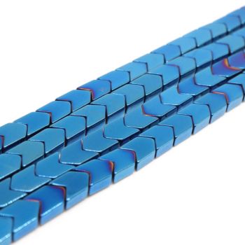 Hematit perle  6x8 mm, boja metalik plava, Cena je data za 1 niz od oko 39cm, Niz sadrži oko 48 perli ( 2131143 ) 