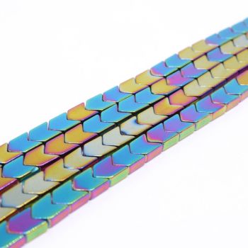 Hematit perle  4x6 mm, boja metalik multicolor, Cena je data za 1 niz od oko 39cm, Niz sadrži oko 60 perli ( 2131146 )
