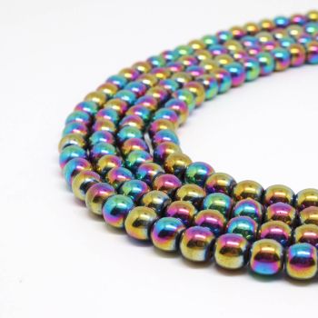Hematit perle 4 mm, boja metalik multicolor, Cena je data za 1 niz od oko 39cm, Niz sadrži oko 98 perli ( 2131177 )