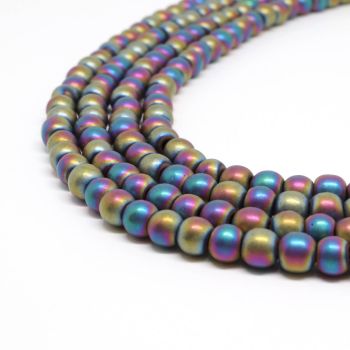 Hematit perle 8 mm, boja mat metalik multicolor, Cena je data za 1 niz od oko 39cm, Niz sadrži oko 48 perli ( 2131183 )